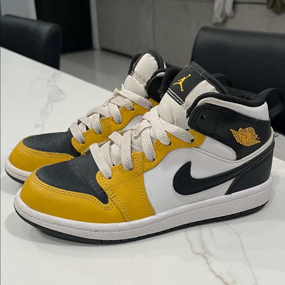 Yellow and Black High-Top Sneakers